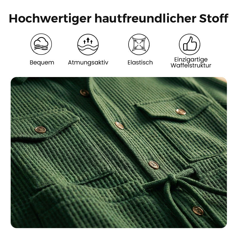 💎 -50% AUF HERREN-SET AUS WAFFEL-BUTTON-DOWN-JACKE UND HOSE! 💎 Waffelmuster, Kordelzug & Bequemer Freizeit-Stil ✨