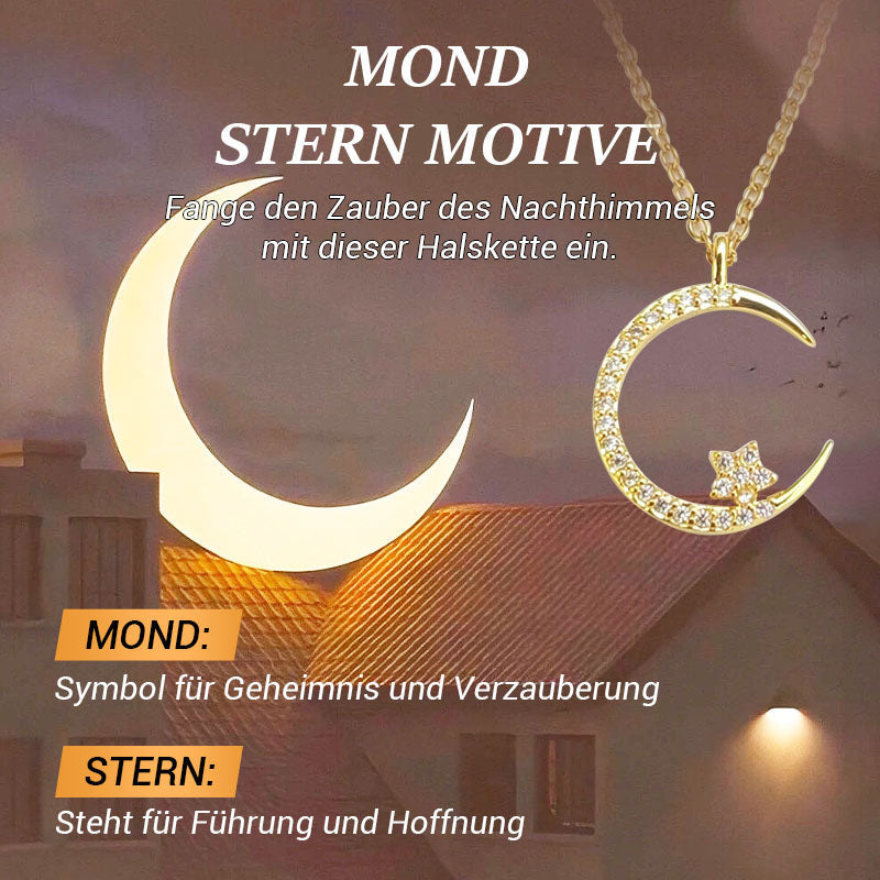 🌙✨ Funkelnde Mond & Stern Halskette – Zarte Kette, Strahlender Anhänger & Romantisches Symbol 💫