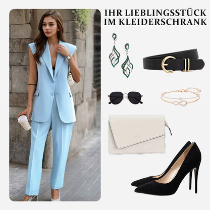 💖Stilvolles Set aus ärmellosem Blazer und hoch taillierter Hose für Damen