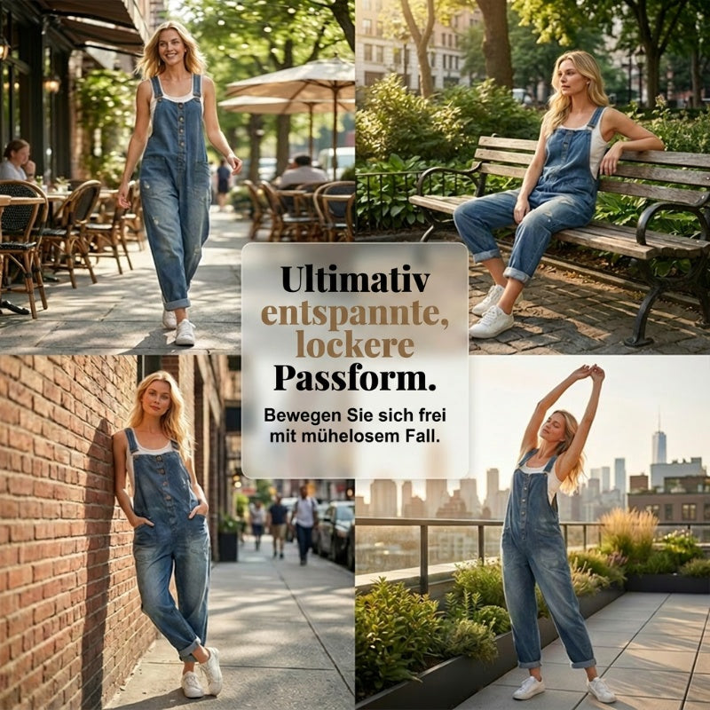 ✨ 50% Rabatt 👖 Locker geschnittene Damen Jeanslatzhose 🔥 modisch & mit praktischen Taschen