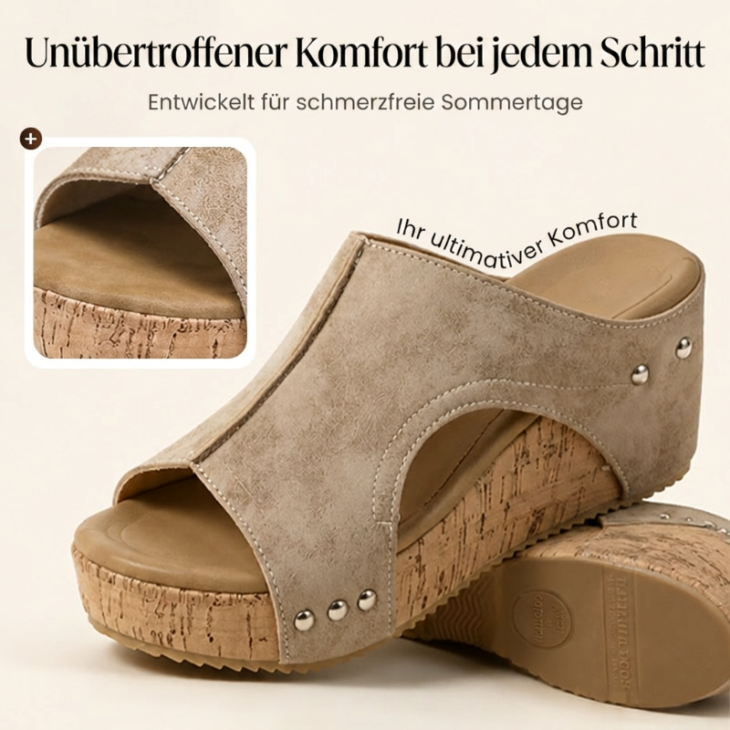 🔥50 % Rabatt für begrenzte Zeit🔥Damen-Sandalen mit Keilabsatz und Nietenverzierung☀️Lieferung innerhalb von 5 Werktagen👜