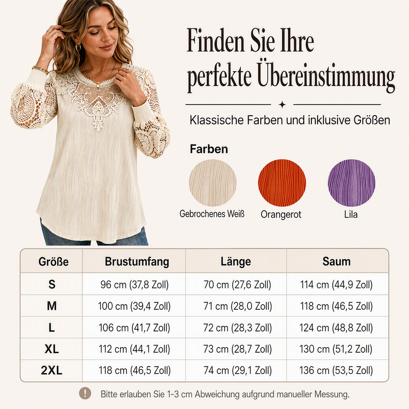 ⌛Zeitlich begrenztes Angebot – Elegantes Patchwork-Oberteil aus Spitze für Damen