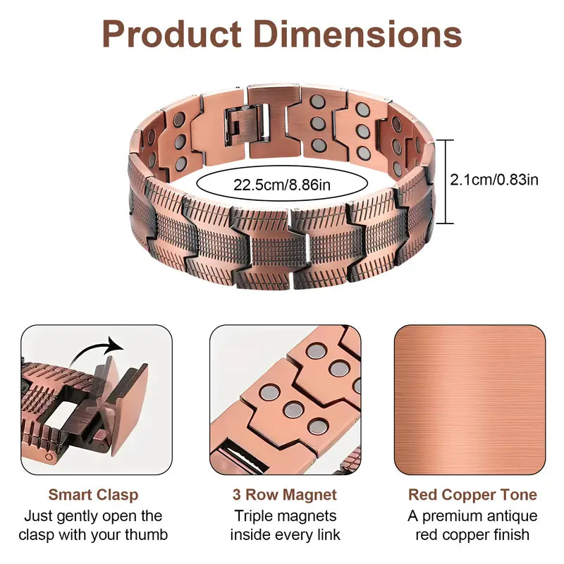 🧲✨ Copper Magnetic Bracelet – lindert Müdigkeit & fördert die Durchblutung – stilvoll, leicht & angenehm zu tragen – ideal für Alltag, Arbeit & Entspannung