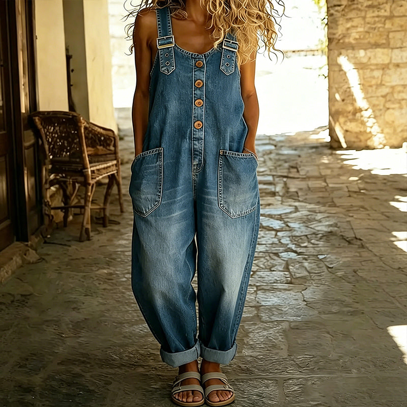 ✨ 50% Rabatt 👖 Locker geschnittene Damen Jeanslatzhose 🔥 modisch & mit praktischen Taschen