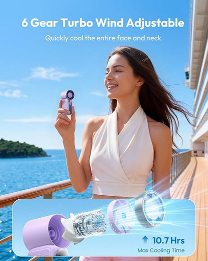 ❄️🧊Mini-Handventilator mit LED-Anzeige👍5-stufiger Turbo-Ventilator im Taschenformat🍃✨Über USB aufladbar, schnelle Kühlung für Reisen und beim Schminken