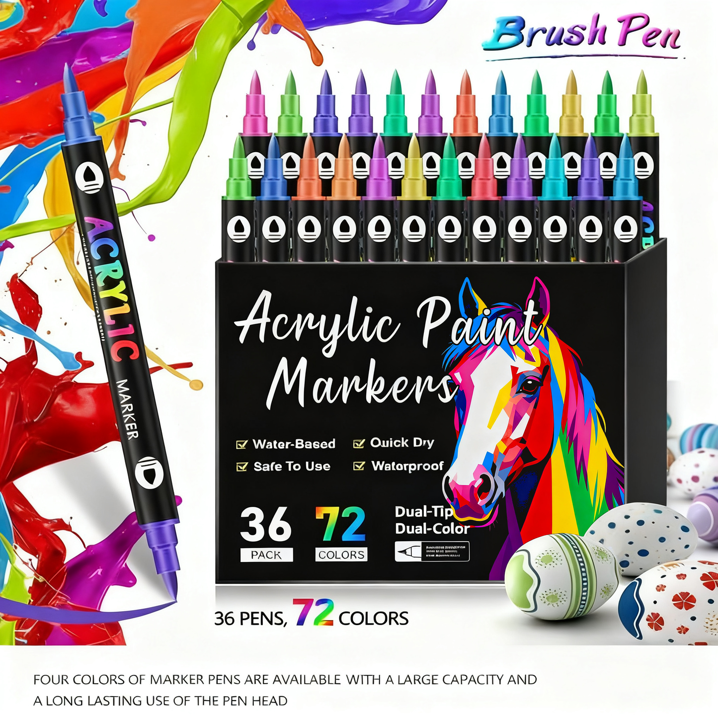 🔥 50 % RABATT! 🌈🖌️ Acrylstift-Marker mit zwei Spitzen – Farbenfroh & vielseitig ✨🎨