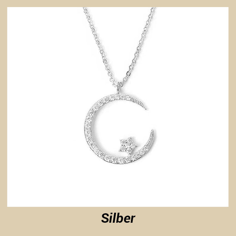 🌙✨ Funkelnde Mond & Stern Halskette – Zarte Kette, Strahlender Anhänger & Romantisches Symbol 💫