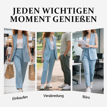 💖Stilvolles Set aus ärmellosem Blazer und hoch taillierter Hose für Damen