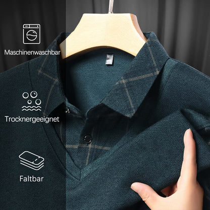 🍃Langarm-Oberteil in Layering-Optik für Herren