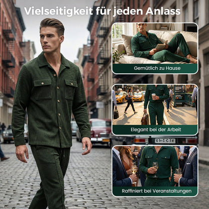 💎 -50% AUF HERREN-SET AUS WAFFEL-BUTTON-DOWN-JACKE UND HOSE! 💎 Waffelmuster, Kordelzug & Bequemer Freizeit-Stil ✨