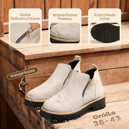 🥾 Damenschuhe trendig und komfortabel, runde Spitze mit Zip 🌟👢