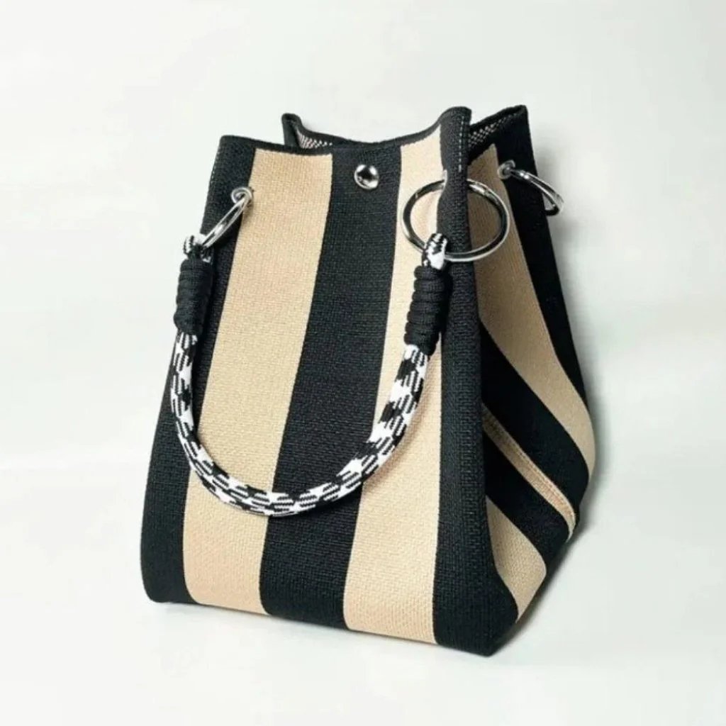🏆👜 Zeitlich begrenzter Sale: 50% RABATT 🌴 Boho Gestreifter Strick-Bucket-Bag für Damen – Handgemachte Sommer-Strand-Umhängetasche