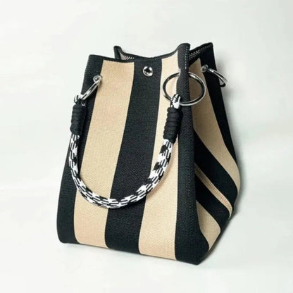 🏆👜 Zeitlich begrenzter Sale: 50% RABATT 🌴 Boho Gestreifter Strick-Bucket-Bag für Damen – Handgemachte Sommer-Strand-Umhängetasche