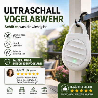 🐦 Nie wieder Ärger mit Vögeln, wilden Tieren und Heuschrecken! Tragbarer Ultraschall-Vogelabwehr-Schlüsselanhänger