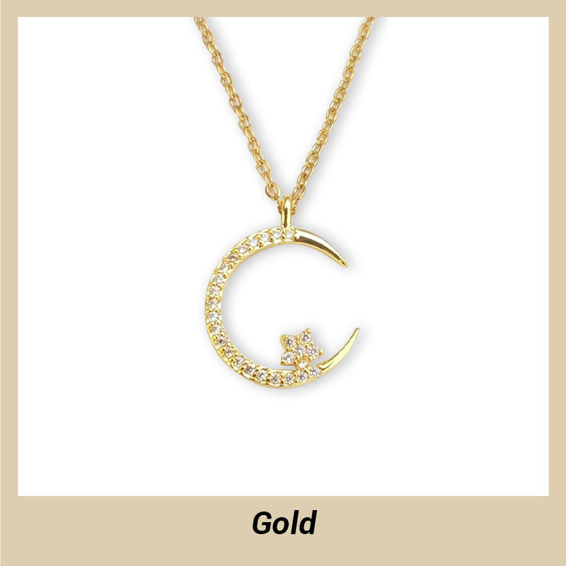 🌙✨ Funkelnde Mond & Stern Halskette – Zarte Kette, Strahlender Anhänger & Romantisches Symbol 💫