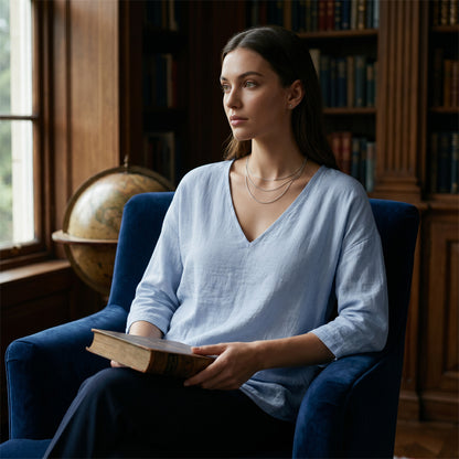 👕 Lässige Damenbluse mit V-Ausschnitt und Dreiviertelärmeln – eleganter Look, luftiger Schnitt & vielseitig – perfekt für Alltag, Büro & Freizeit