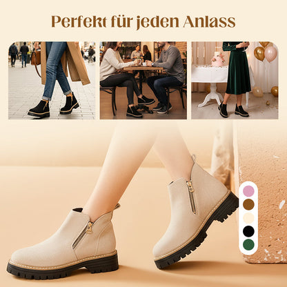 🥾 Damenschuhe trendig und komfortabel, runde Spitze mit Zip 🌟👢