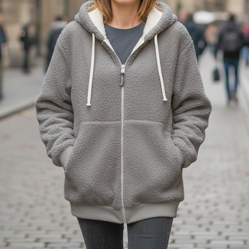 🧥 60% RABATT! ✨ Kapuzen-Fleecejacke mit Lammfellfutter - Winddicht & Wärmeisolierend für Extremes Winterwetter ❄️🛡️