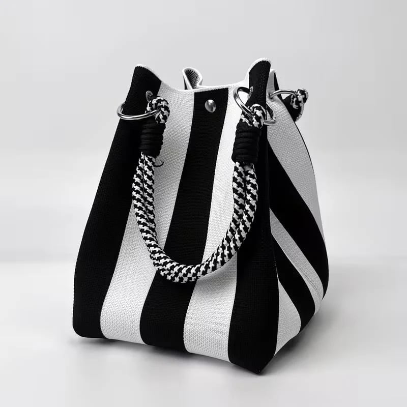 🏆👜 Zeitlich begrenzter Sale: 50% RABATT 🌴 Boho Gestreifter Strick-Bucket-Bag für Damen – Handgemachte Sommer-Strand-Umhängetasche