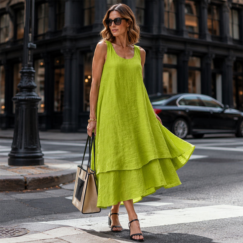 Bestseller💕 Zweilagiges, ärmelloses Kleid – Lässige Eleganz und moderner Lagen-Look für den Alltag