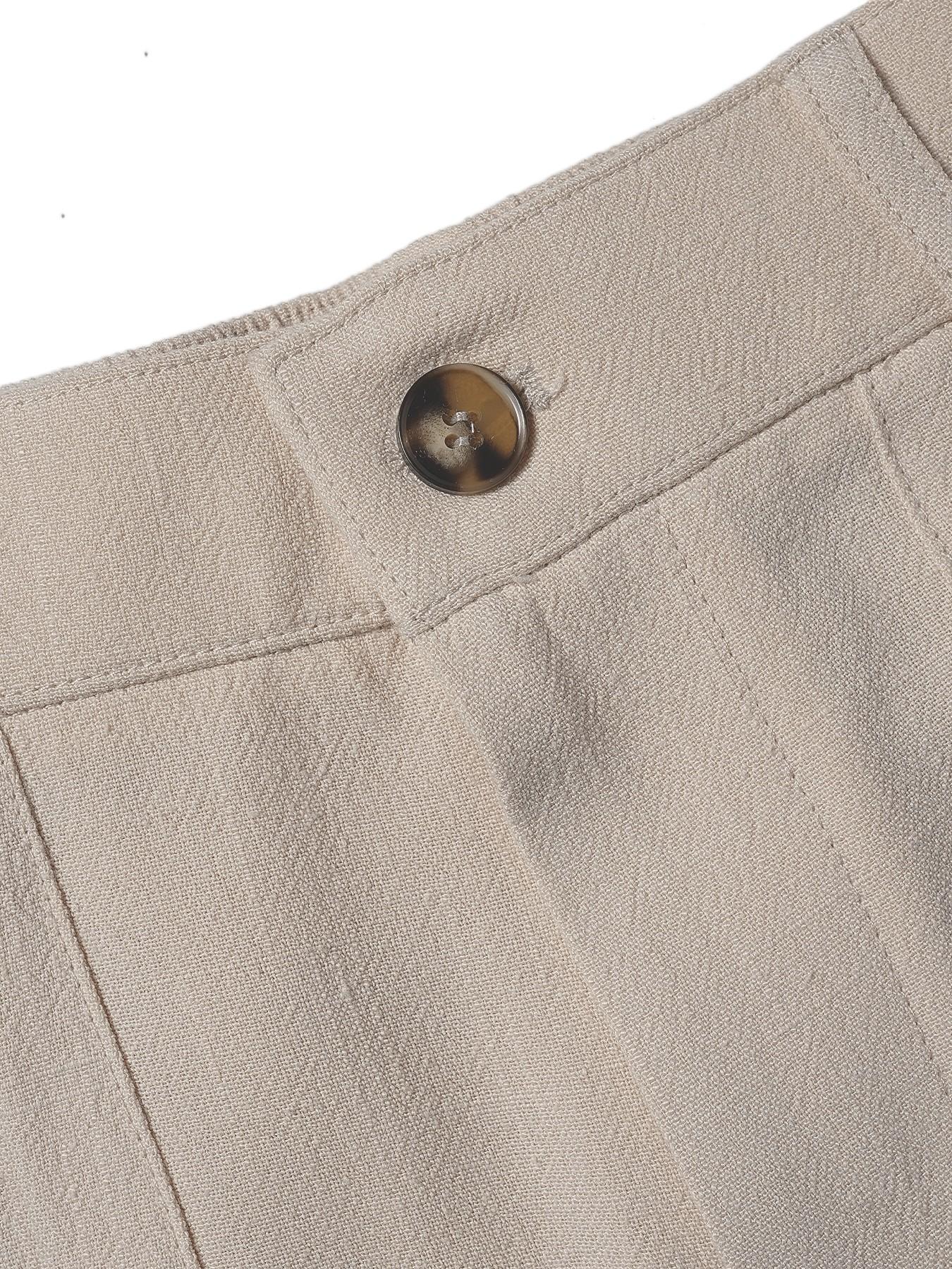 🔥Damen Palazzo-Hose aus Baumwoll-Leinen-Mischgewebe, sommerlich fließend, weit geschnitten, gerades Bein, mit Tasche, lässige, einfarbige Loungehose mit weichem, elastischem Bund und hohem Bund.