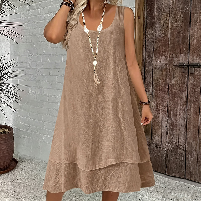 Bestseller💕 Zweilagiges, ärmelloses Kleid – Lässige Eleganz und moderner Lagen-Look für den Alltag