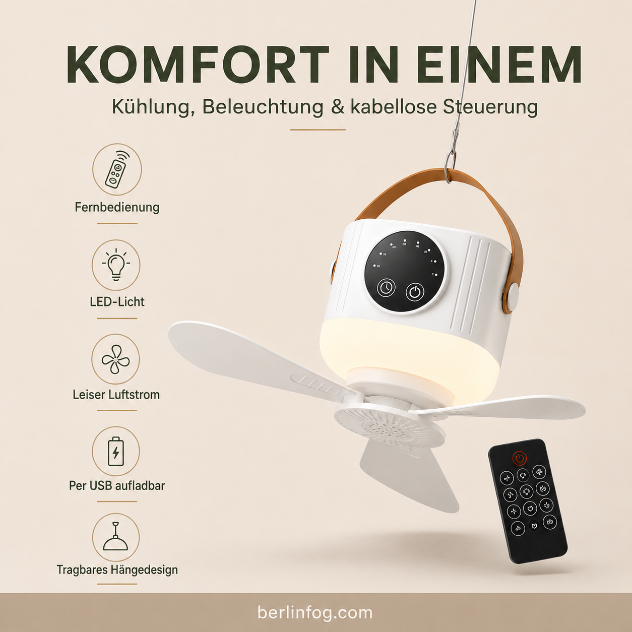 ⏰ Zeitlich begrenztes Angebot: 58% RABATT auf wiederaufladbaren Deckenventilator mit LED! 🌬️✨