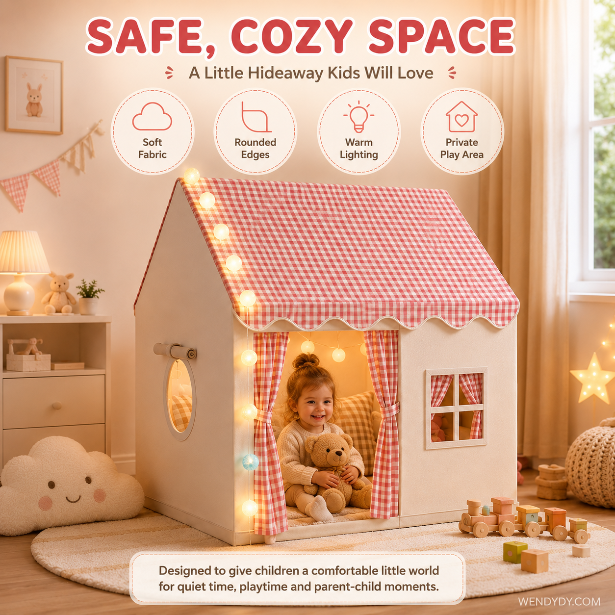 🏰 JETZT 50% RABATT! Kinderspielzelt Burg – geräumig & schnell aufgebaut, atmungsaktiver Stoff für drinnen und draußen, fördert fantasievolles Spielen | Versandfrei ✨🧸