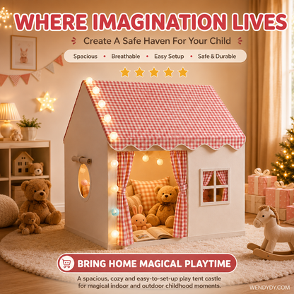🏰 JETZT 50% RABATT! Kinderspielzelt Burg – geräumig & schnell aufgebaut, atmungsaktiver Stoff für drinnen und draußen, fördert fantasievolles Spielen | Versandfrei ✨🧸