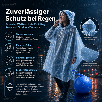 🥳HEISSER SALE 2026🥳💞50.000+ VERKAUFT!👵❤️  Einweg-Regenjacke in Mini-Kugelform (1 kaufen, 2 gratis)