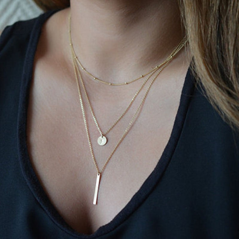 Elegante, mehrreihige Halskette mit einem zarten Anhänger🎁