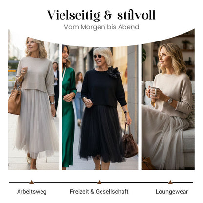 Damen zweiteiliges Set: Langarm-Oberteil und ärmelloses Kleid