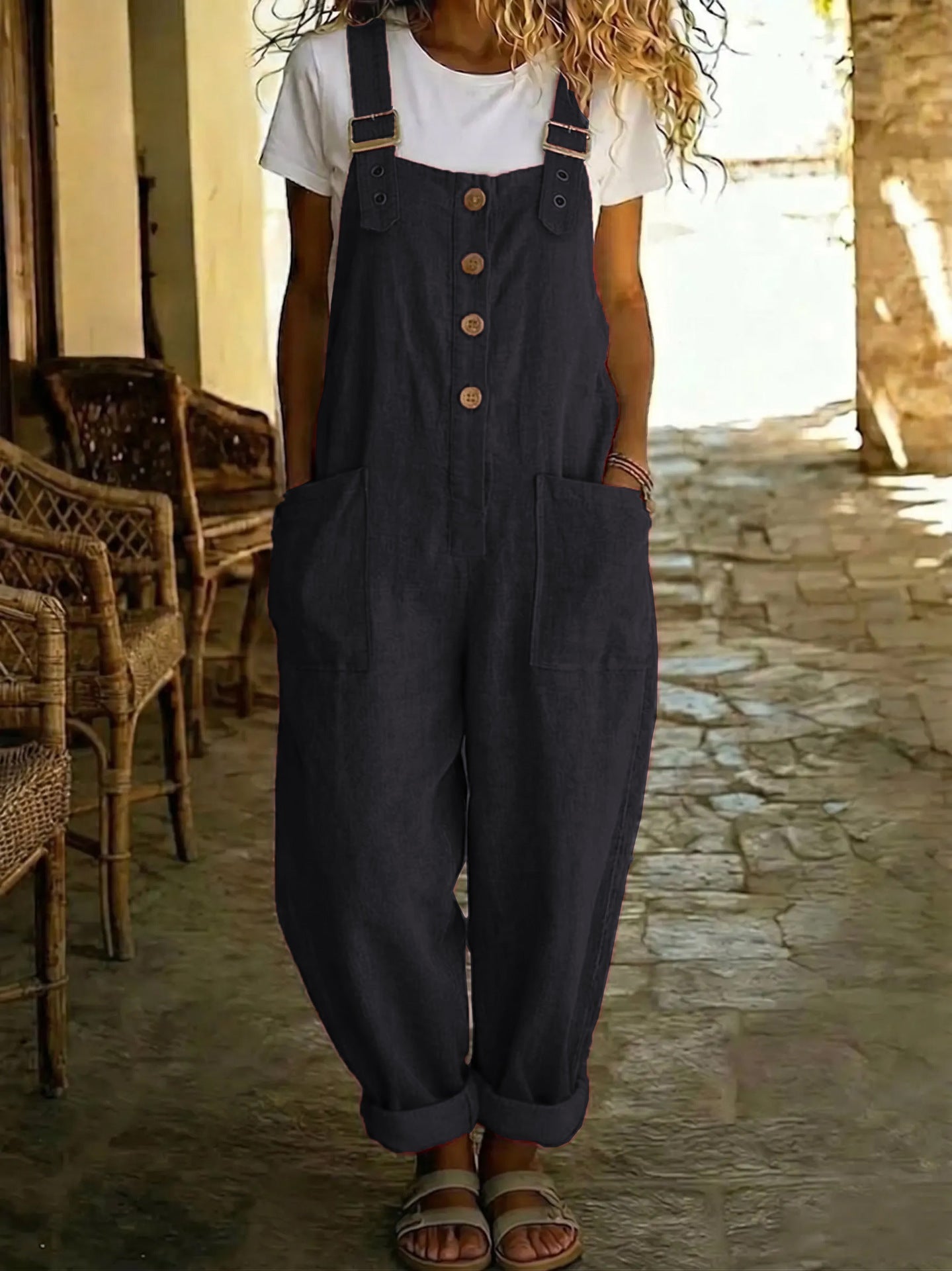 🔥50% RABATT! 🌿👖Lässige Latzhose für Damen mit Knopfleiste