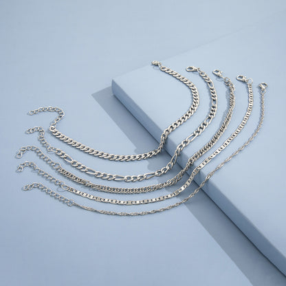 5-teiliges Set aus dicken und dünnen Armbändern und Fußkettchen