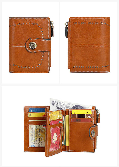 🎁RFID-Schutzhülle für Damen mit kurzem Reißverschluss und mehreren Kartenfächern und Schnalle🎁