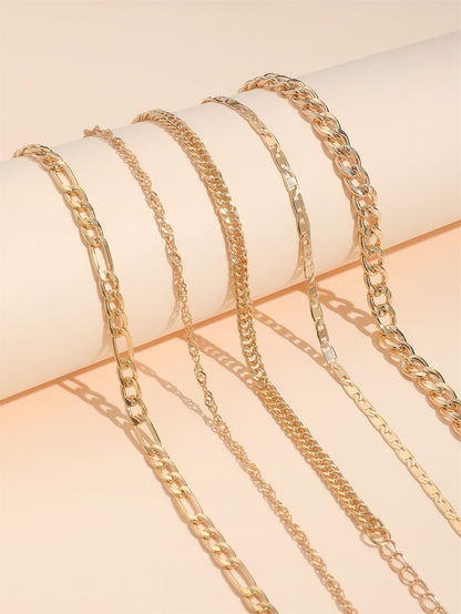 5-teiliges Set aus dicken und dünnen Armbändern und Fußkettchen
