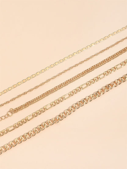 5-teiliges Set aus dicken und dünnen Armbändern und Fußkettchen