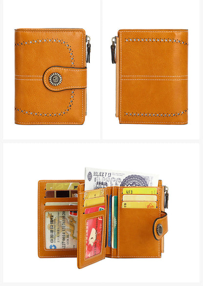 🎁RFID-Schutzhülle für Damen mit kurzem Reißverschluss und mehreren Kartenfächern und Schnalle🎁