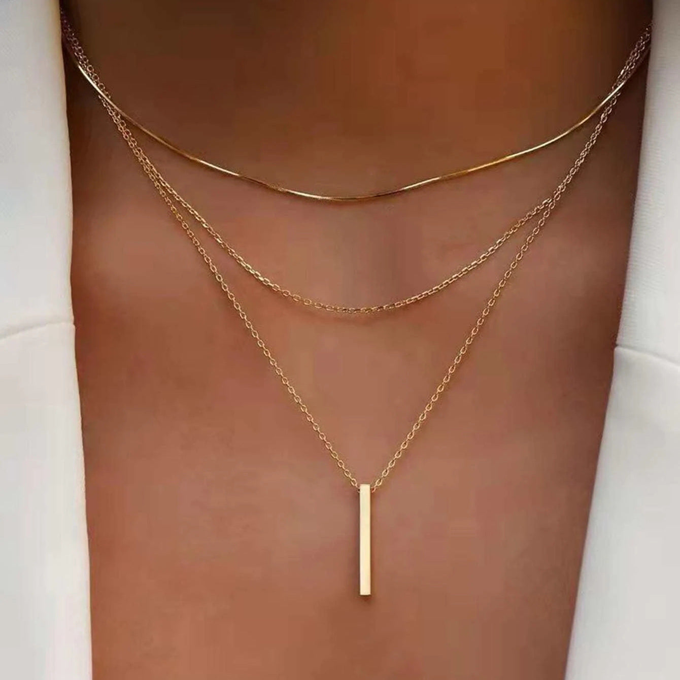Elegante, mehrreihige Halskette mit einem zarten Anhänger🎁
