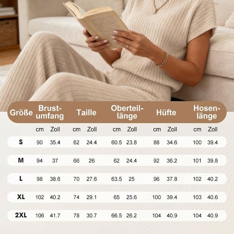 👚 50% RABATT! 🔥 Damen Zweiteiler aus Rippstrick – Oberteil & Weite Hose, Bequemer Schnitt & Perfekt Für Einen Stilvollen, Sofortigen Look 💃