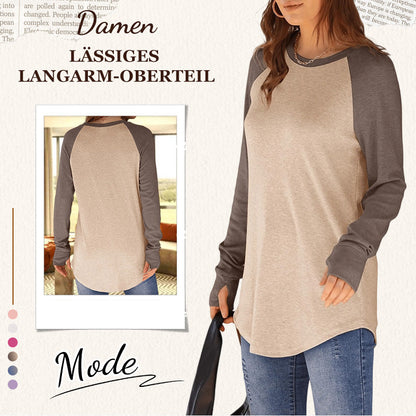 📢🎉50%Rabatt!!!🛍️✨Damen lässiges Langarm-Oberteil mit Rundhalsausschnitt