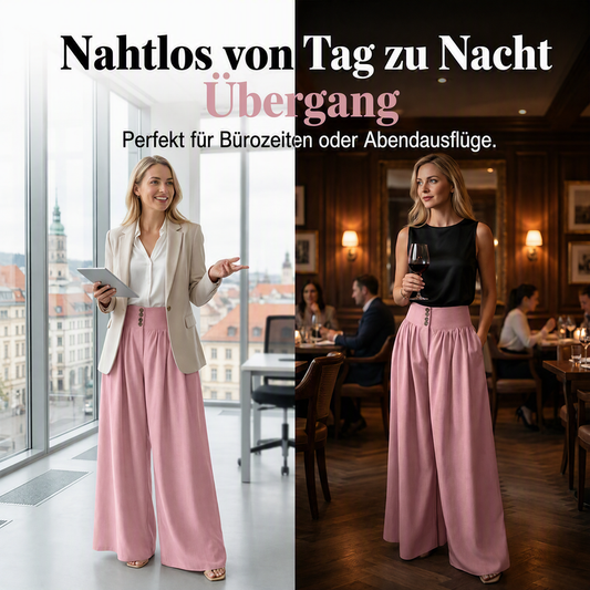 👖 ZEITLICH BEGRENZT 50% RABATT! ✨ Damen Hochbund Plissee Weites Bein Hose – Fließender Schnitt, Seitentaschen, Vielseitig 🌿