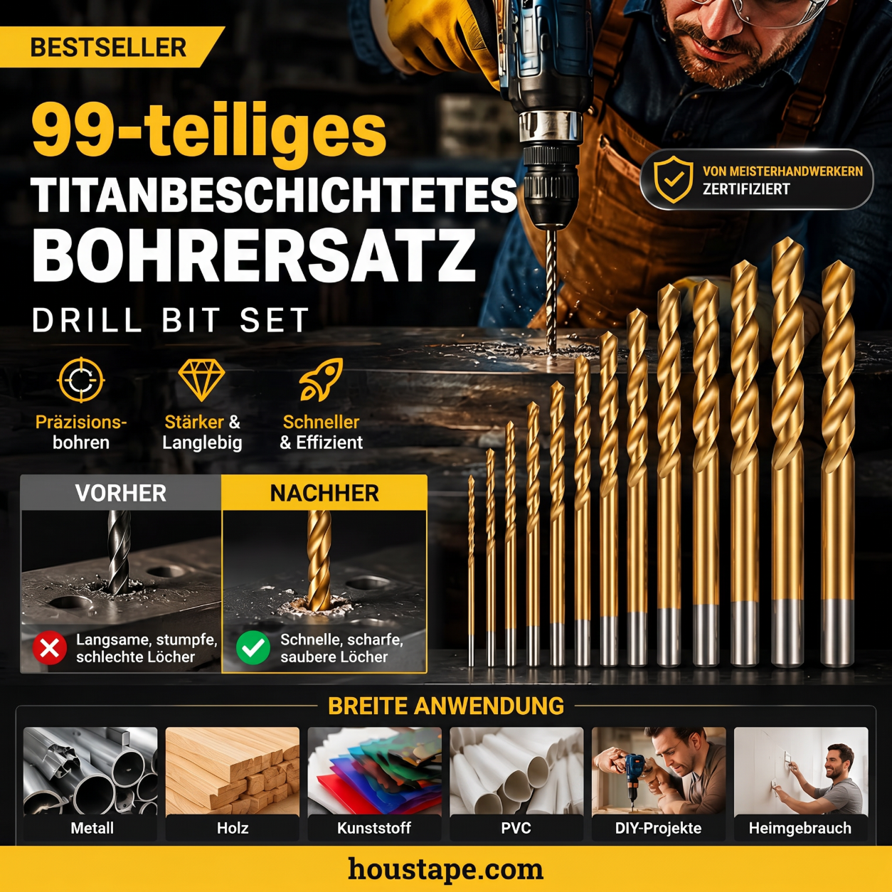 🔧 50% RABATT! 🔥 99-teiliges Set titanbeschichteter Bohrer – Hocheffizient & langlebig – Ideal für Metall, Holz & Kunststoff – direkt vom Hersteller 🛠️💪✨