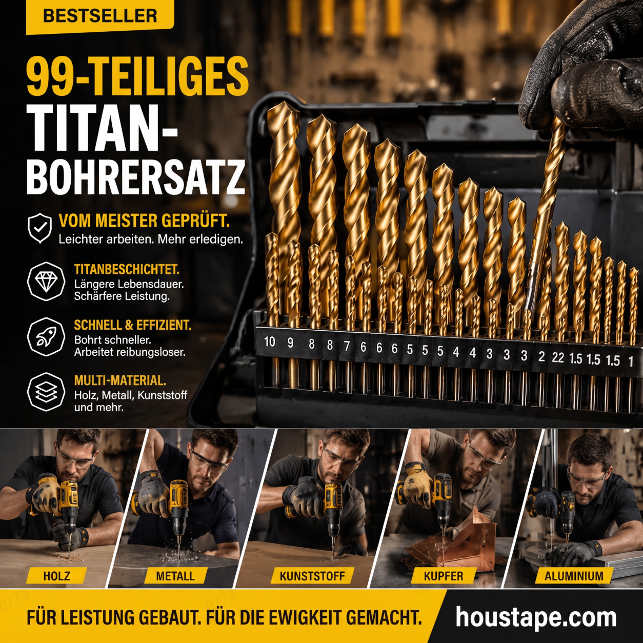 🔧 50% RABATT! 🔥 99-teiliges Set titanbeschichteter Bohrer – Hocheffizient & langlebig – Ideal für Metall, Holz & Kunststoff – direkt vom Hersteller 🛠️💪✨