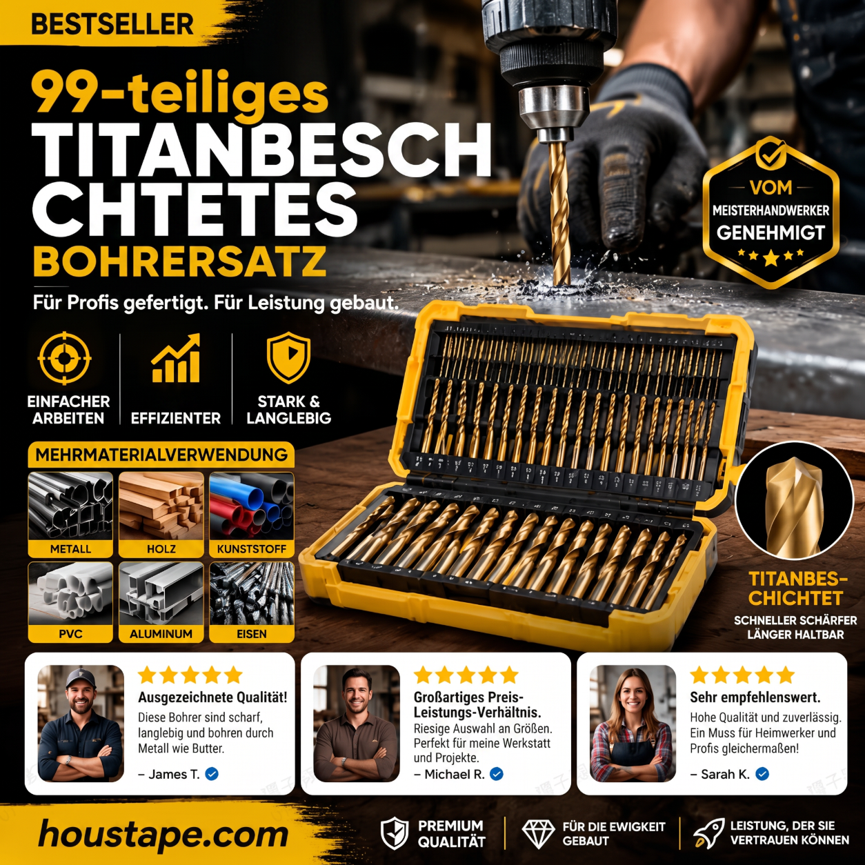 🔧 50% RABATT! 🔥 99-teiliges Set titanbeschichteter Bohrer – Hocheffizient & langlebig – Ideal für Metall, Holz & Kunststoff – direkt vom Hersteller 🛠️💪✨