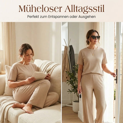 👚 50% RABATT! 🔥 Damen Zweiteiler aus Rippstrick – Oberteil & Weite Hose, Bequemer Schnitt & Perfekt Für Einen Stilvollen, Sofortigen Look 💃