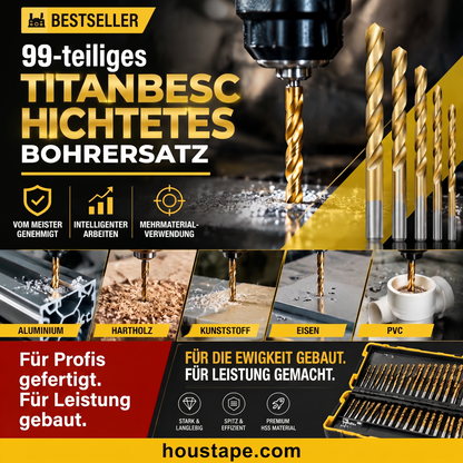 🔧 50% RABATT! 🔥 99-teiliges Set titanbeschichteter Bohrer – Hocheffizient & langlebig – Ideal für Metall, Holz & Kunststoff – direkt vom Hersteller 🛠️💪✨