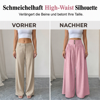 👖 ZEITLICH BEGRENZT 50% RABATT! ✨ Damen Hochbund Plissee Weites Bein Hose – Fließender Schnitt, Seitentaschen, Vielseitig 🌿