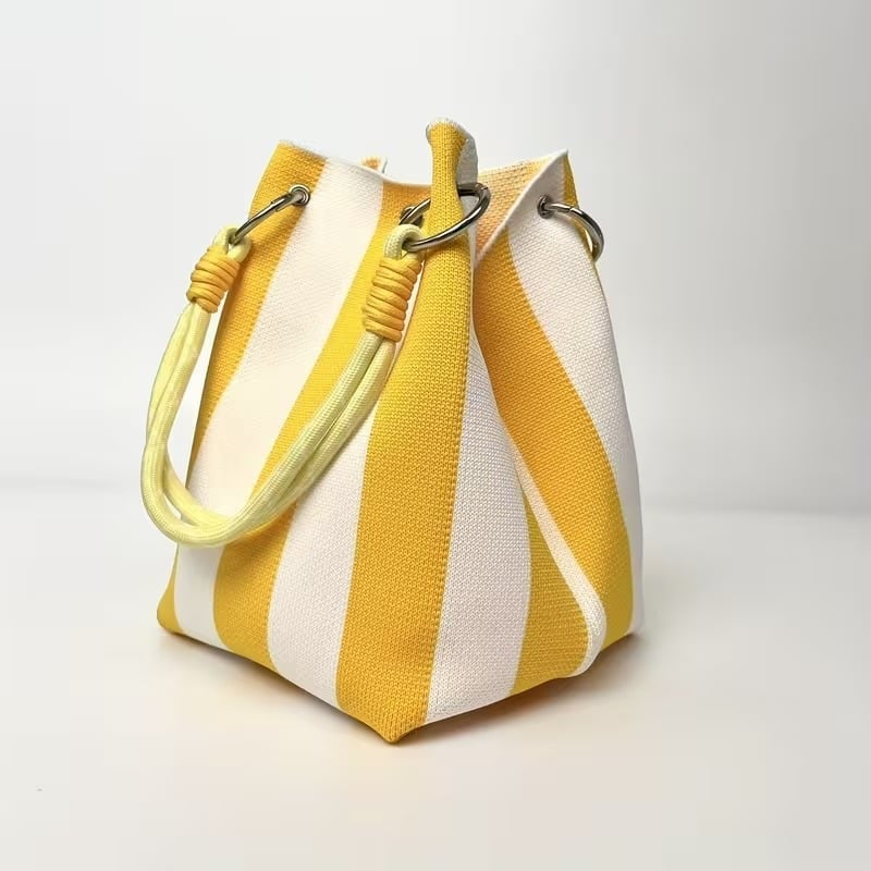🏆👜 Zeitlich begrenzter Sale: 50% RABATT 🌴 Boho Gestreifter Strick-Bucket-Bag für Damen – Handgemachte Sommer-Strand-Umhängetasche