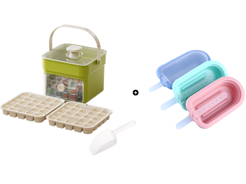 🧊 Eiswürfelform mit Aufbewahrungsbehälter & Ein-Knopf-Bedienung – müheloses Entnehmen, perfekt für Zuhause, Partys & Balkon